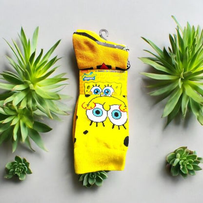 SpongeBob SquarePants Assorted Icons Men's 6-Pair Pack of Crew Socks Multi-Color