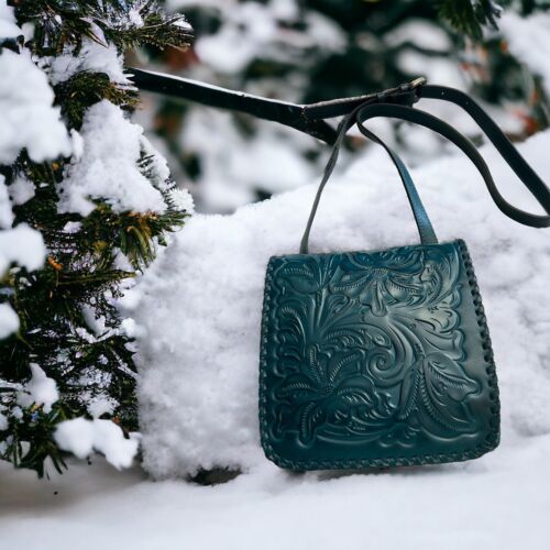 PATRICIA NASH Flap Leather XBDY Purse Granada Blue Coral  Floral Tooled P330244