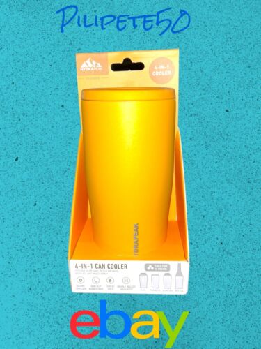 HydraPeak~4 In 1 Can Cooler~ Non Slip Rubber Base~Tangerine ~GREAT PURCHASE!