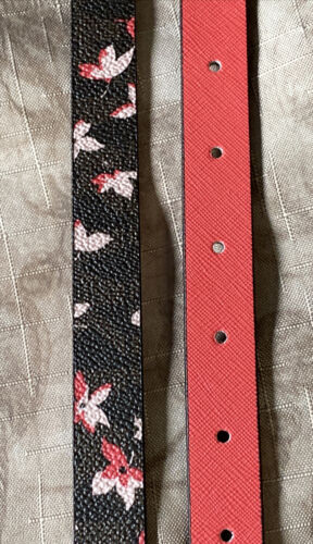 Michael Kors belts 2 For 1 Orchid Floral/Orchid Gold Buckles "Skinny" MSRP $58