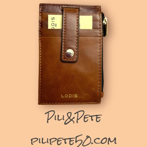 Lodis Wallet  Brown Monica Mini Stacker RFID Protection Genuine Leather- UNIQUE!