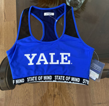 Nuyu  YALE University Womens Large BLUE Sports Bra Racerback Brand NEW