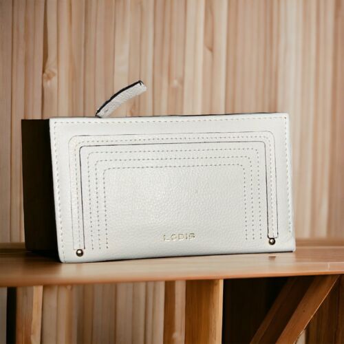 LODIS Coin Purse Bifold Card & Bill Wallet White Leather~RFID~ SO SO BEAUTIFUL!!