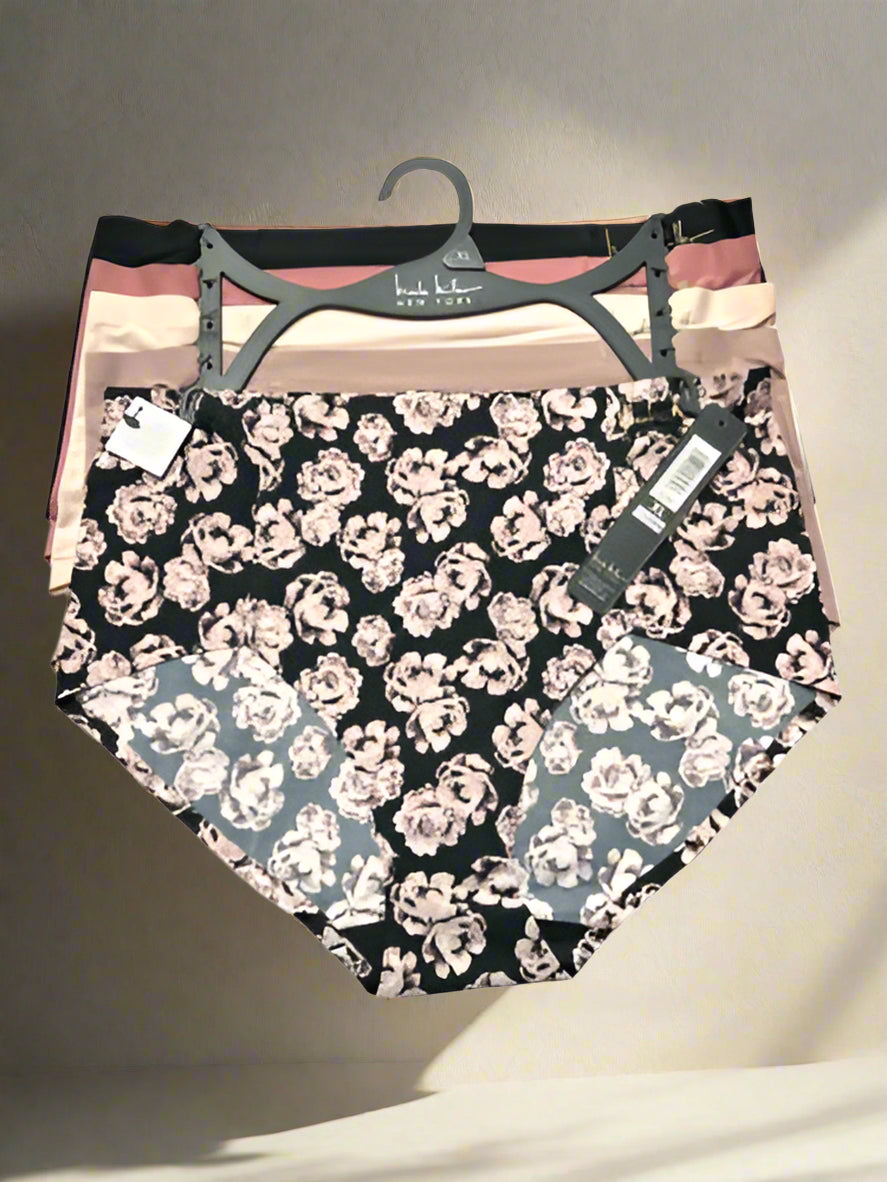 NICOLE MILLER~5 Pk~Seamless NO SHOW MID-RISE Panties~STYLE NM9549~SEXY~UNIQUE~XL