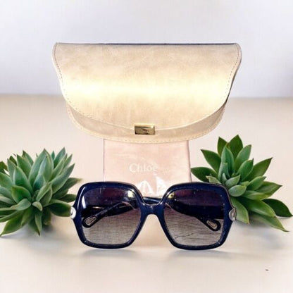 Chloe CE746S 001 Sunglasses Women's Black/Grey Gradient Lens Fashion Square 55mm