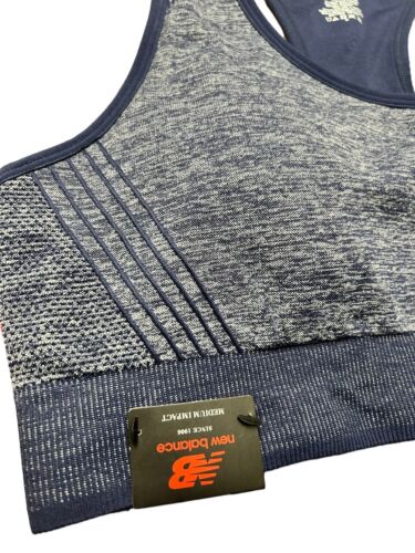 New Balance Medium Impact Sports Bra Style #112002 Blue/Silver Plus Size 2X~REAR