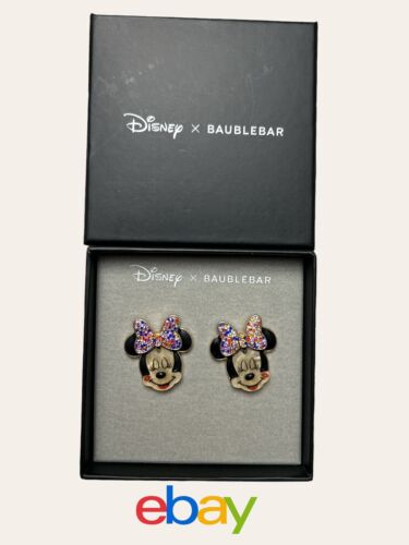Disney X Baublebar Autumn Plaid Bow Minnie Mouse Sparkle Earrings 🆓📦