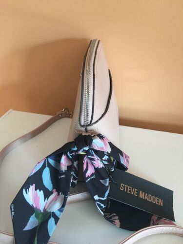 STEVE MADDEN HANDBAG BMAGGIE SCARF BLUSH CROSS BODY DOME SILVER TONE HARDWARE