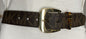 MICHAEL KORS BELT BROWN MK LOGO PRINT WITH GOLD BUCKLE WITH STUDDED LOOP "RETRO"