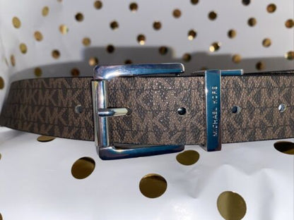 Michael Kors belt Reversible Black To Brown Mini Logo With Silver Buckle￼
