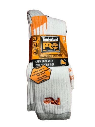 TIMBERLAND  MEN'S PERFORMANCE HEAVYWEIGHT BOOT SOCKS, 2PK  WHITE REINFORCED