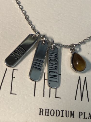 Rae Dunn 18” Rhodium Plated LIVE THE MOMENT. Necklace BNIB~ CLASSY & UNIQUE!￼