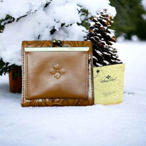 Patricia Nash Reiti Genuine Tooled Leather RFID Wallet Cognac P409244 NWT $109