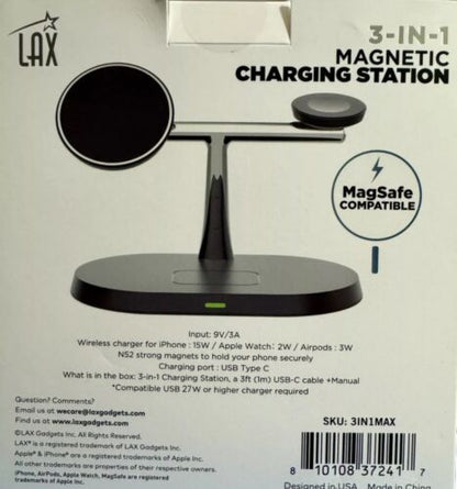 Lax Boost Charge Pro 3-in-1 Wireless Charging Station with MagSafe Black ✅