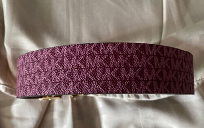 MICHAEL KORS BELT REVERSIBLE VIOLET MK LOGO TO LUGGAGE MK GOLD BUCKLE