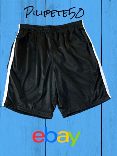 Champion Basketball Shorts Mens~L Black Mesh~White Stripes~ Gym NEW