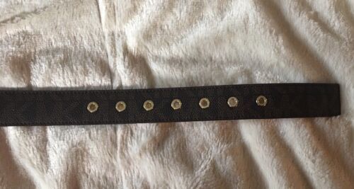 MICHAEL KORS BELT CHOCOLATE MK LOGO GOLD BUCKLE WITH GOLD EYELETS NICE