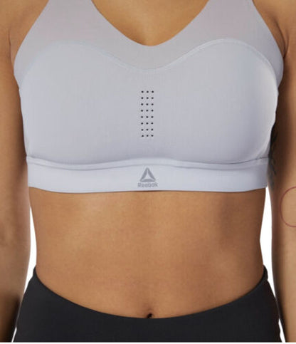 Reebok Women's Puremove Workout Sports Bra SMALL GRAY/ORANGE Retail $60 NEW