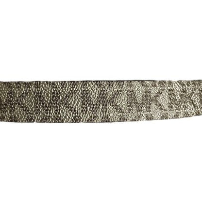 Michael Kors belt glittery gold printed MK logo gold rectangle buckle "Skinny" M