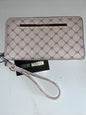 Steve Madden Wallet Beige&Bisque Printed SM Logo Zip Around Silver Hardware NEW