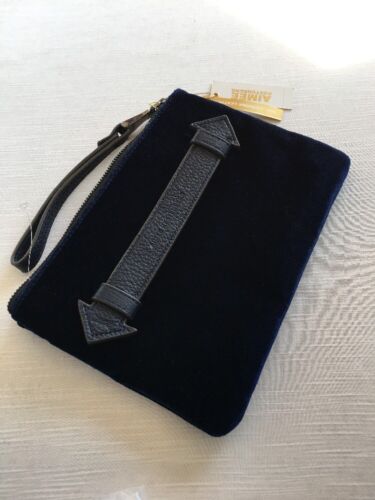 AIMEE KESTENBERG MELVILLE POUCH LAPIS BLUE LEATHER & VELVET CLUTCH GORGEOUS!!!!