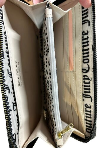 JUICY COUTURE WALLET ORGANIZER- CLUTCH PLATE LOGO & ZIP AROUND~PRETTY BOW LARGE