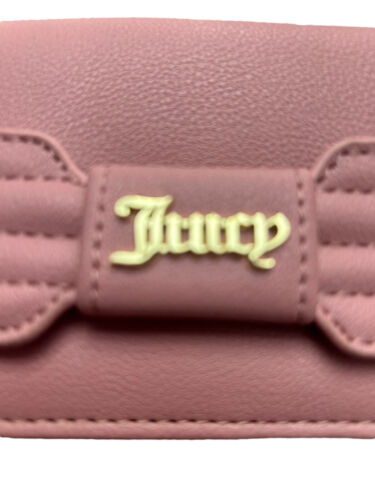 Juicy Couture Bifold Wallet Gold Logo Pretty Bow Flap Card Case w/ Key Ring~CUTE