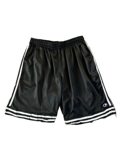 Champion Basketball Shorts Mens~Size Small Black Mesh~White Stripes~ Gym NEW