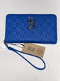 STEVE MADDEN WALLET WRISTLET BLUE SAPPHIRE BANGELO SMOOTH TEXTURED SILVER ZIPPER