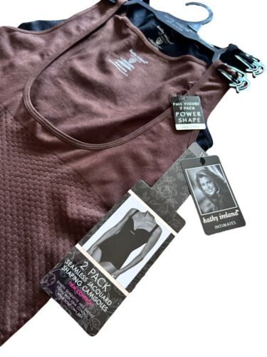 KATHY IRELAND~Seamless~2 Pack Firm Control Shaping Camisole Black &Nude~PLUS~1X~