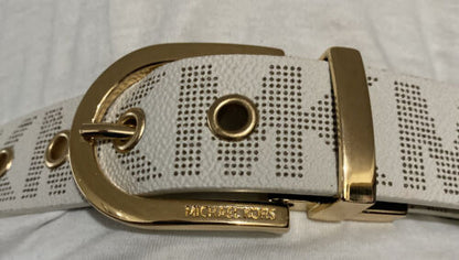 MICHAEL KORS BELT REVERSIBLE VANILLA PRINTED LOGO/BROWN PRINTED LOGO BEAUTIFUL!!