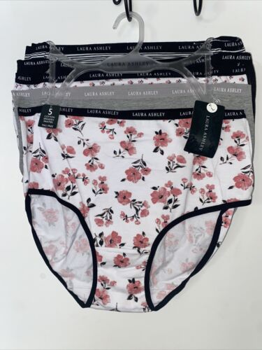 LAURA ASHLEY Intimates Cotton-Spandex Brief Panties~Size L~5 pair Style LS9221