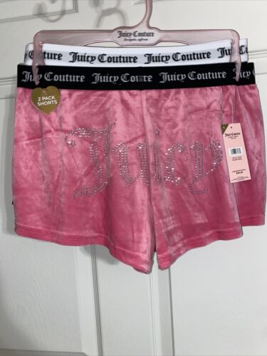 JUICY COUTURE BLACK & PINK VELOUR RHINSTONES LOGO~JC1751~ SLEEP SHORTS ALL SIZES