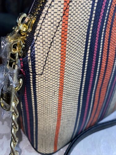 STEVE MADDEN HANDBAG BMAGGIE MULTICOLORED STRIPE PRINT XBDY GOLD -TONE HARDWARE
