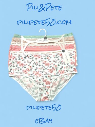 Laura Ashley ~ Women's Brief Underwear Panties Floral 5-Pair Polyester (A) ~ 2X