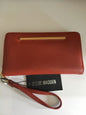 STEVE MADDEN WALLET WRISTLET PERSIMMON SMOOTH TEXTURED GOLD ZIPPER
