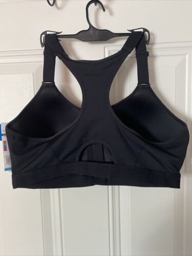 LAYER 8 MAXIMUM SUPPORT SIZE XL Sports Bra Black Fitted Front Zipper-NEW