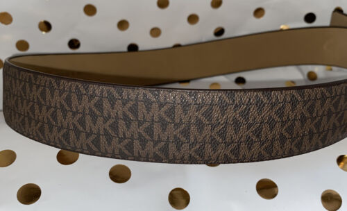 MICHAE KORS BELT BROWN W/MK LOGO AND BEAUTIFUL MK GOLD BUCKLE MK~ SO STYLISH!!!