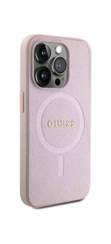 Guess iPhone 15 Pro Max MagSafe Case Cover Saffiano Collection Pink Signature
