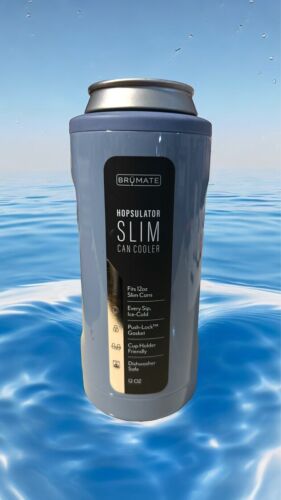 BRUMATE HOPSULATOR SLIM CAN COOLER 12oz. DENIM BLUE-NEW! Tumbler 12oz~COOL!