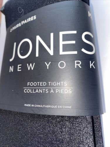 JONES NEW YORK Black Footed Tights 100% Nylon M/L  GREAT PRICE!