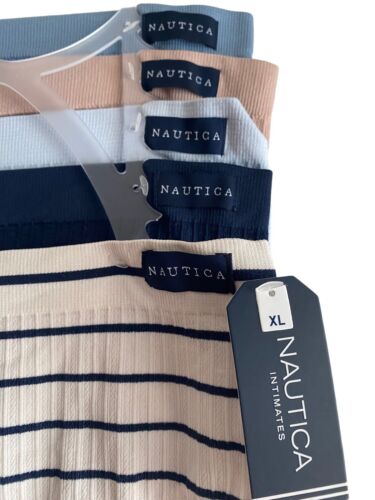 NAUTICA Size Medium 5-pk Multicolor Women's Ribbed Panties~NT3631~Logo MSRP $42