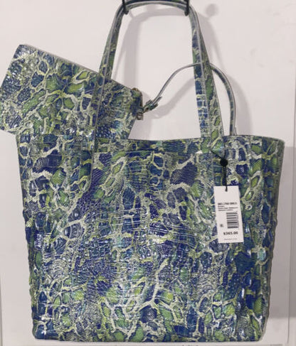 Brahmin Brooke Green Viper Melbourne Genuine Leather Tote Bag $365~NEW