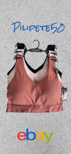 DELTA BURKE~3 PCK SEAMLESS BRAS MULTICOLOR~SIDE DETAIL~ALL SIZES~GREAT FIT
