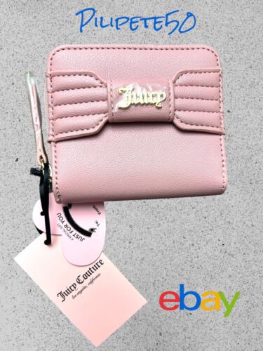 Juicy Couture Pink Blush~Pretty Bow Small~Zip Around Wallet~Gold Logo~GREAT BUY