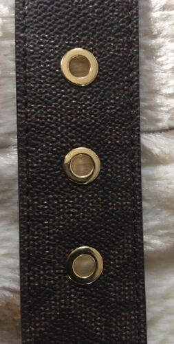 MICHAEL KORS BELT CHOCOLATE MK LOGO GOLD BUCKLE WITH GOLD EYELETS NICE