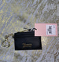 JUICY COUTURE BLACK ZIPPERED UP CARD CASE KEY RING WALLET NEW RETAIL $35