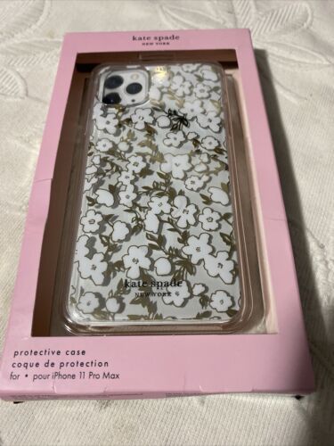 Kate Spade Phone Case iPhone 11  ProMax Floral White With Glitter Rhinestones