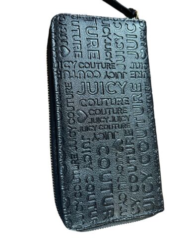 JUICY COUTURE WALLET ORGANIZER- CLUTCH EMBOSSED LOGO-GOLD STUDS & ZIP AROUND
