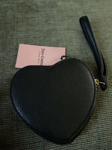 JUICY COUTURE ~OFF THE CHAIN HEART COIN CASE~WRISTLET BLACK JUICY LOGO~ UNIQUE!